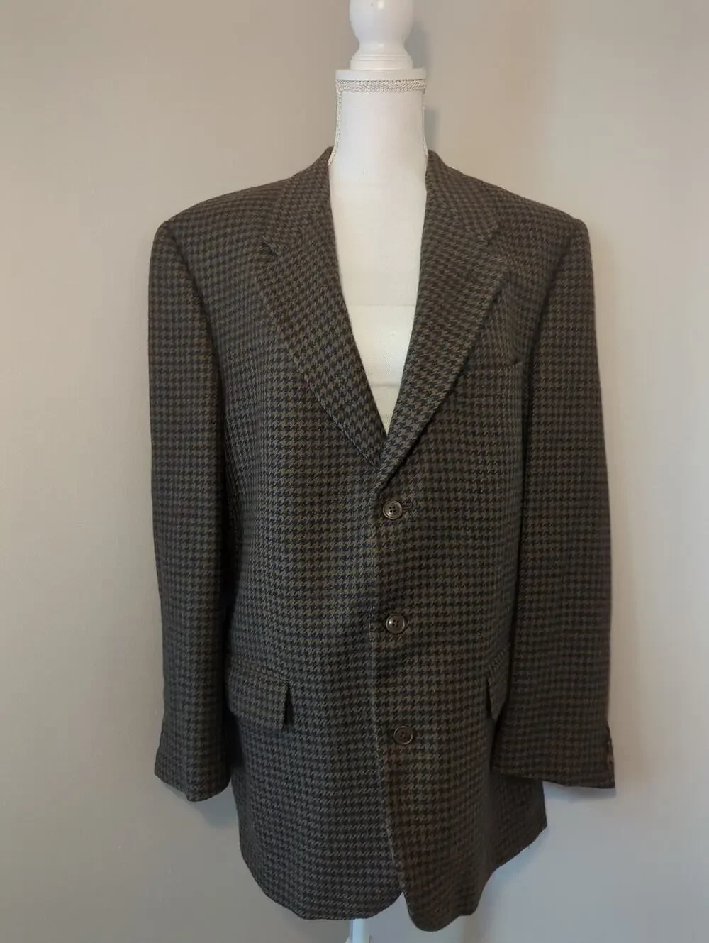 Vintage Burberrys 100% Wool Houndstooth Blazer